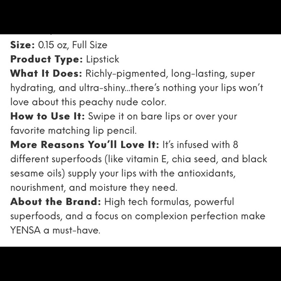 YENSA BEAUTY Super 8 Vibrant Silk Lipstick
in Free spirit 🔻 - Picture 2 of 14